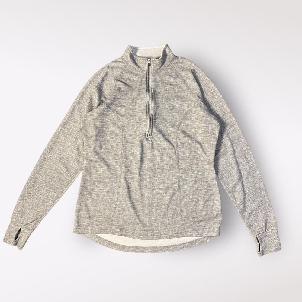 L.L. Bean Vintage Gray Womens Quarter Zip Pull Over Long Sleeve Top Size S